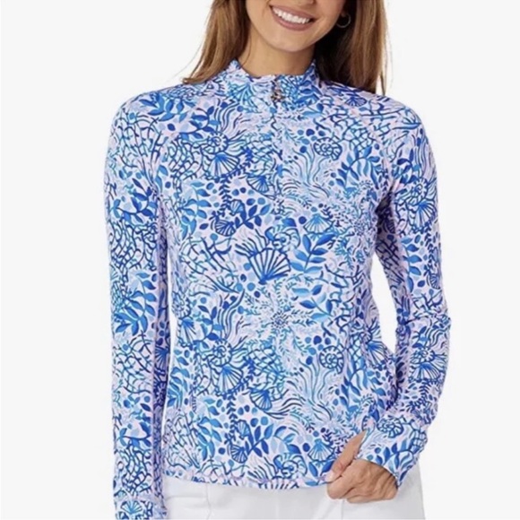 Lilly Pulitzer Tops - Lilly Pulitzer Luxetic Blue and Pink Patterned Top  M